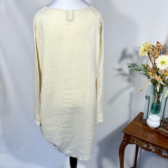 Match Point Linen Asymmetrical Pocket Tie Side Shirtdress Soft Yellow~XL 🧡 - Picture 7 of 12